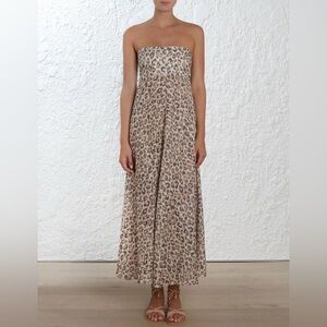Zimmermann Women's Melody Strapless Maxi Dress In Leopard Size 1 🐆 100% linen 🐆